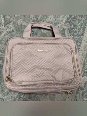 Bagsmart Quilted Blush Cosmetic Case with Gold Trim